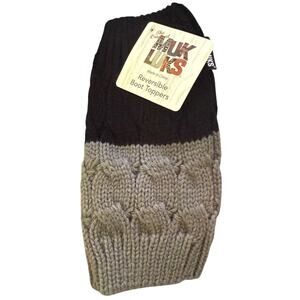 Muk Luks Knit Black & Gray Reversible Boot Topper